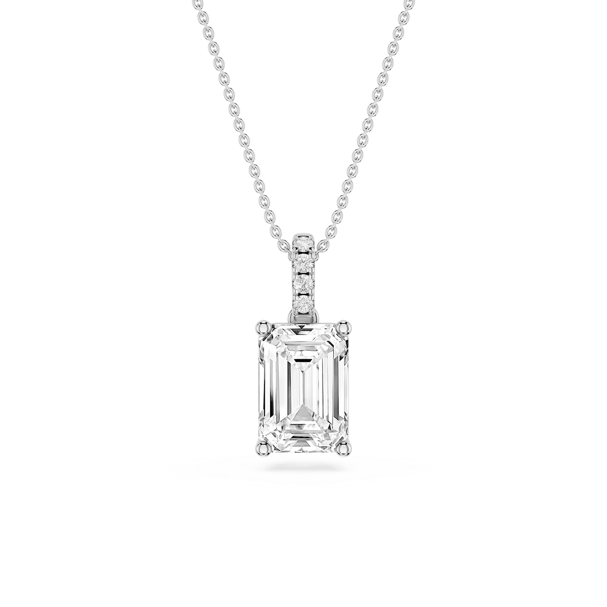 Emerald Lab Grown Diamond Hidden Halo Pendant - 16 to 18 Inches