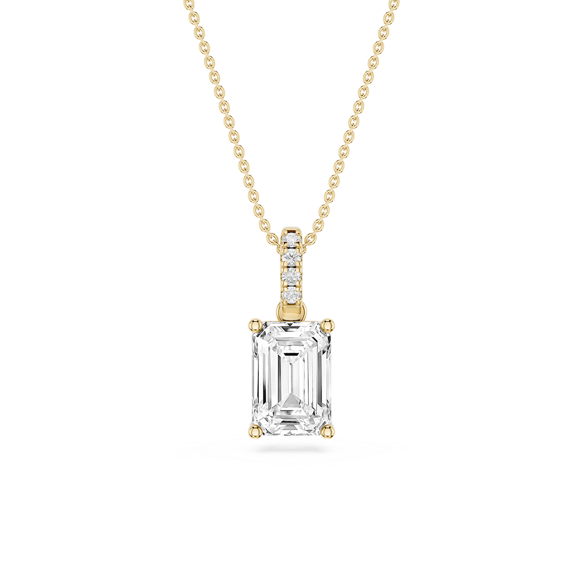 Emerald Lab Grown Diamond Hidden Halo Pendant - 16 to 18 Inches