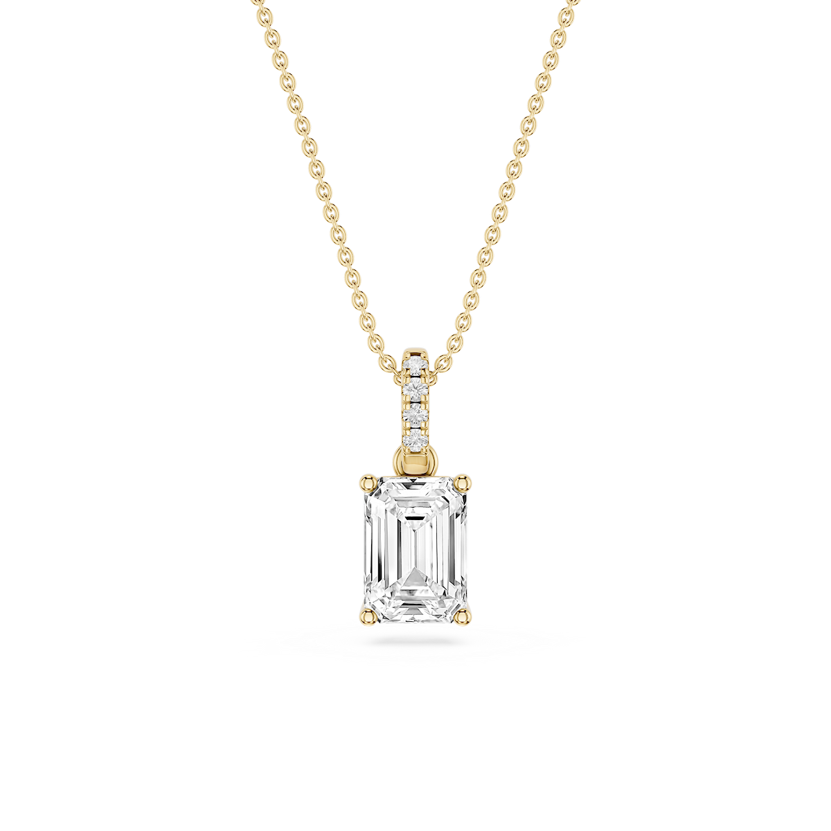 Emerald Lab Grown Diamond Hidden Halo Pendant - 16 to 18 Inches