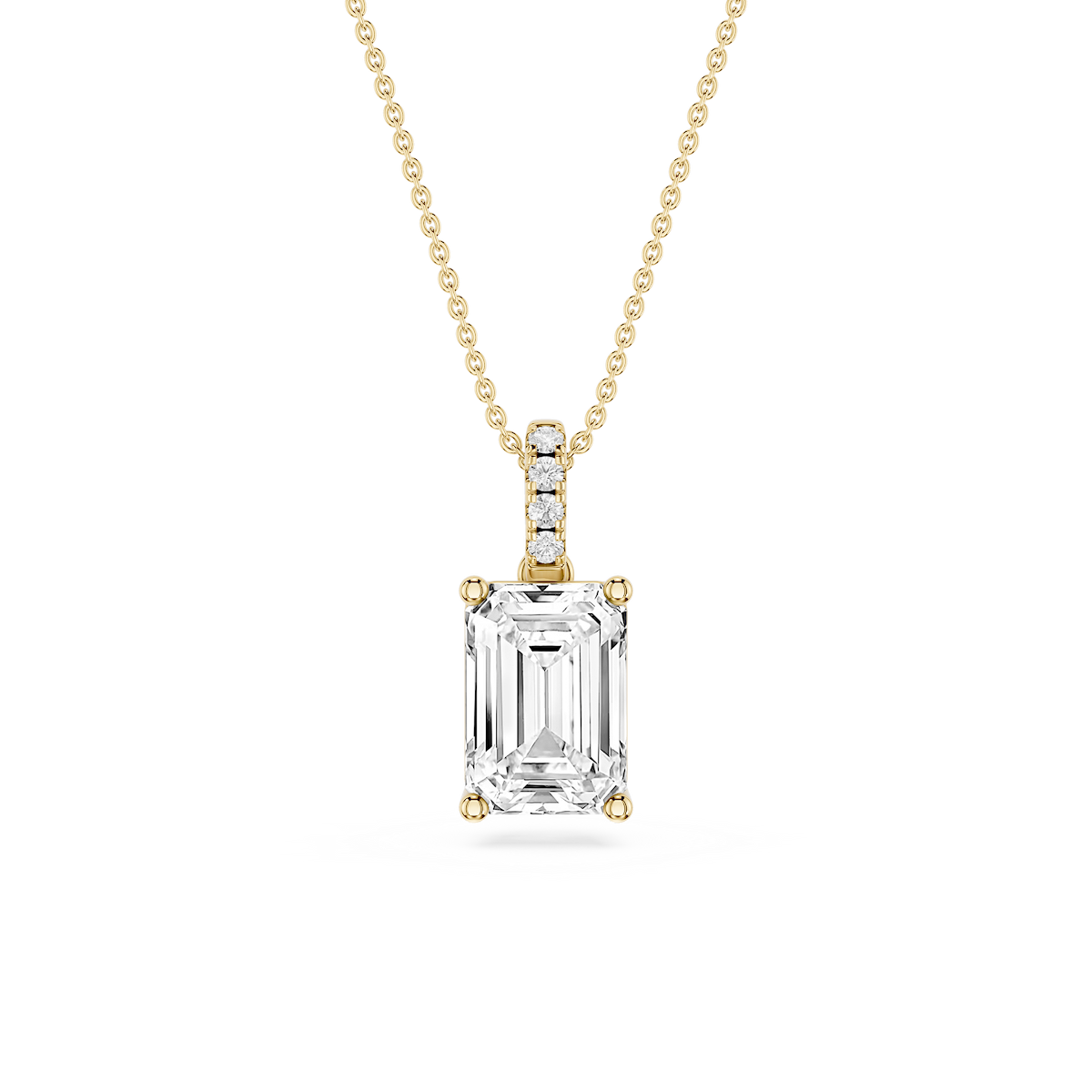 Emerald Lab Grown Diamond Hidden Halo Pendant - 16 to 18 Inches