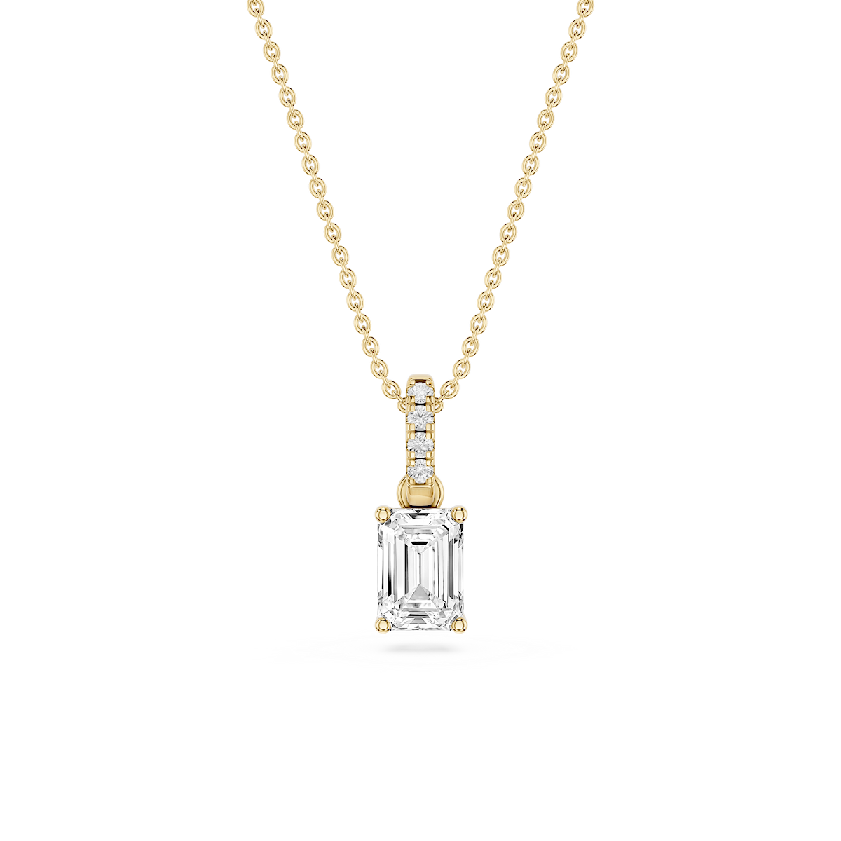 Emerald Lab Grown Diamond Hidden Halo Pendant - 16 to 18 Inches