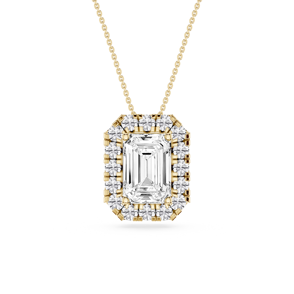 Emerald Lab Grown Diamond Halo Slide Pendant - 16 to 18 Inches