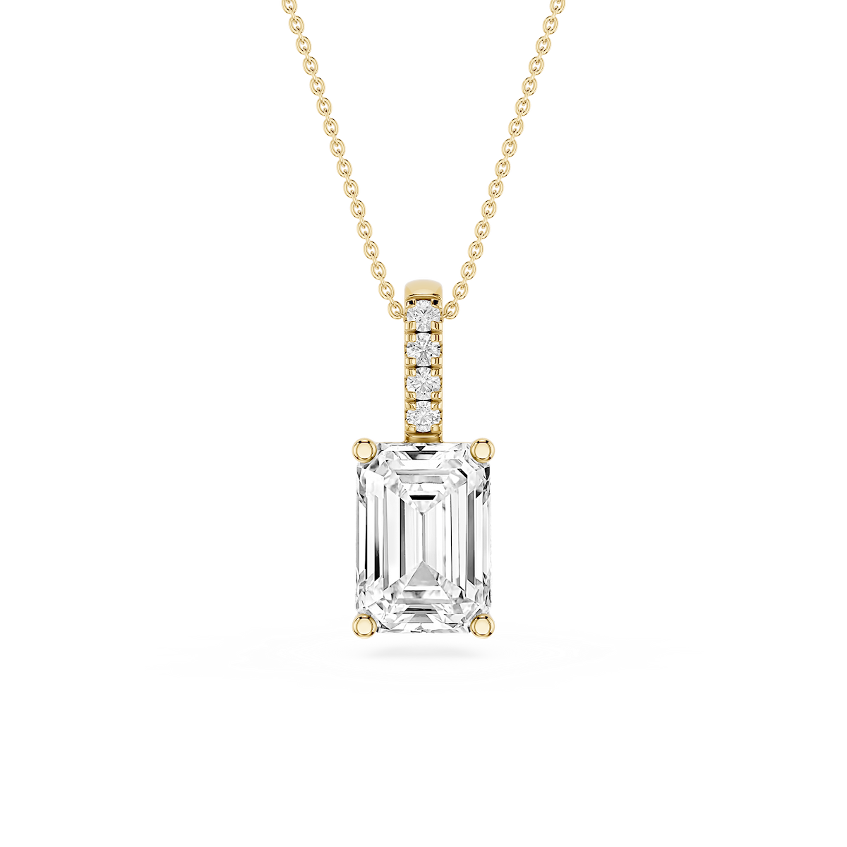 Emerald Lab Grown Diamond Pave Bail Solitaire Pendant - 16 to 18 Inches