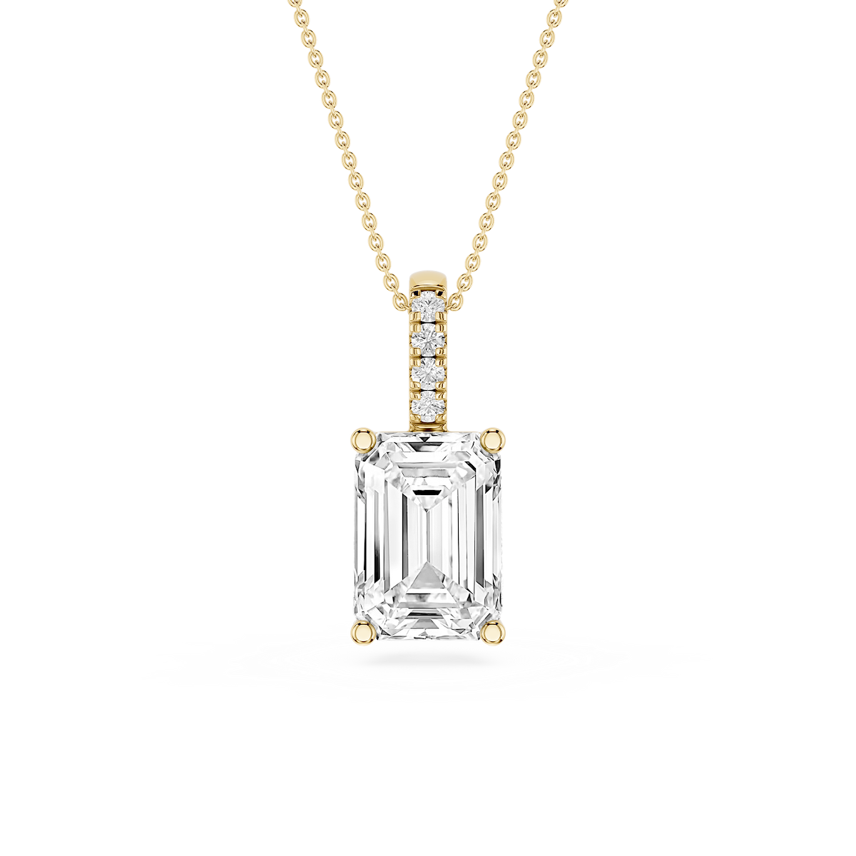 Emerald Lab Grown Diamond Pave Bail Solitaire Pendant - 16 to 18 Inches