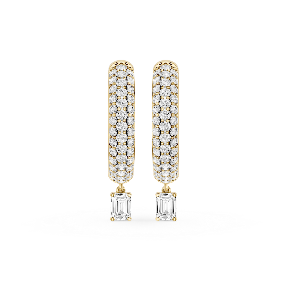 Emerald Lab Grown Diamond Pave Hoop Drop Earrings
