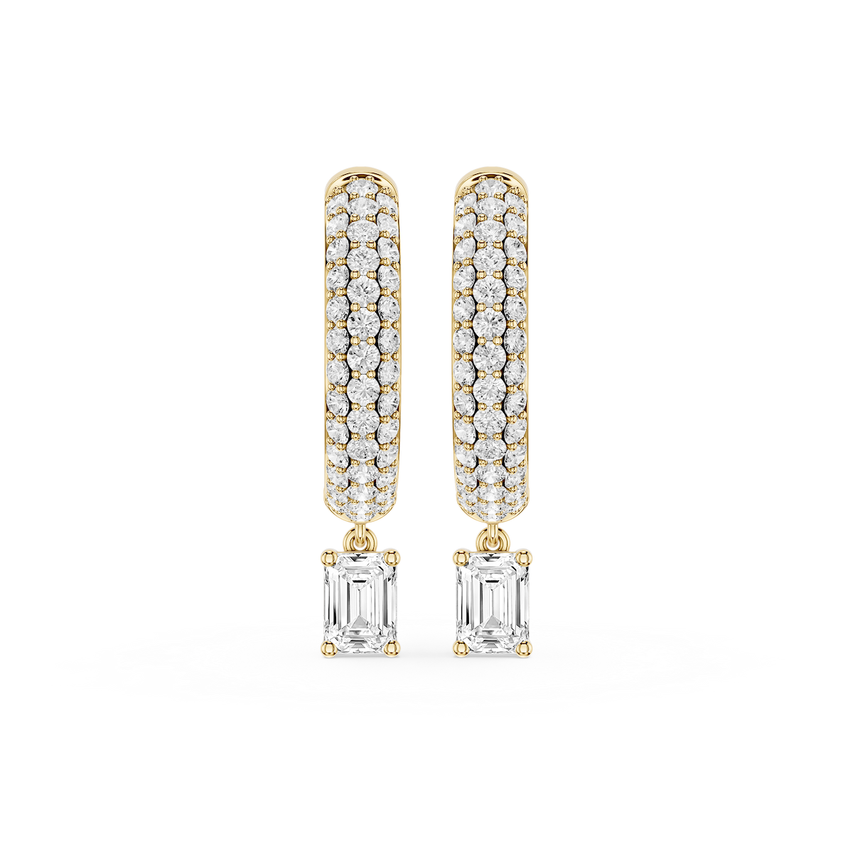 Emerald Lab Grown Diamond Pave Hoop Drop Earrings