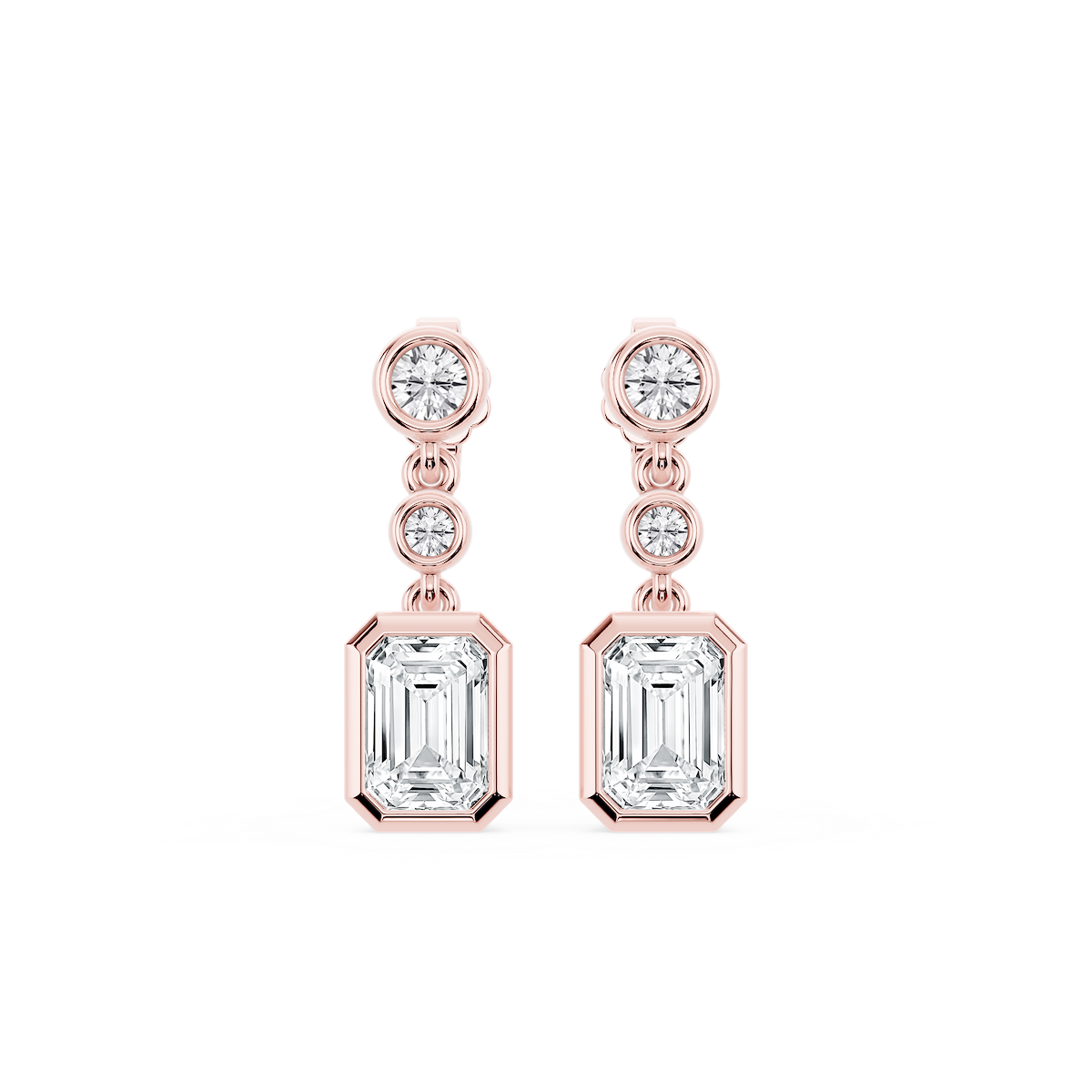 2 ¼ ctw Emerald Lab Grown Diamond Three Stone Drop Earrings