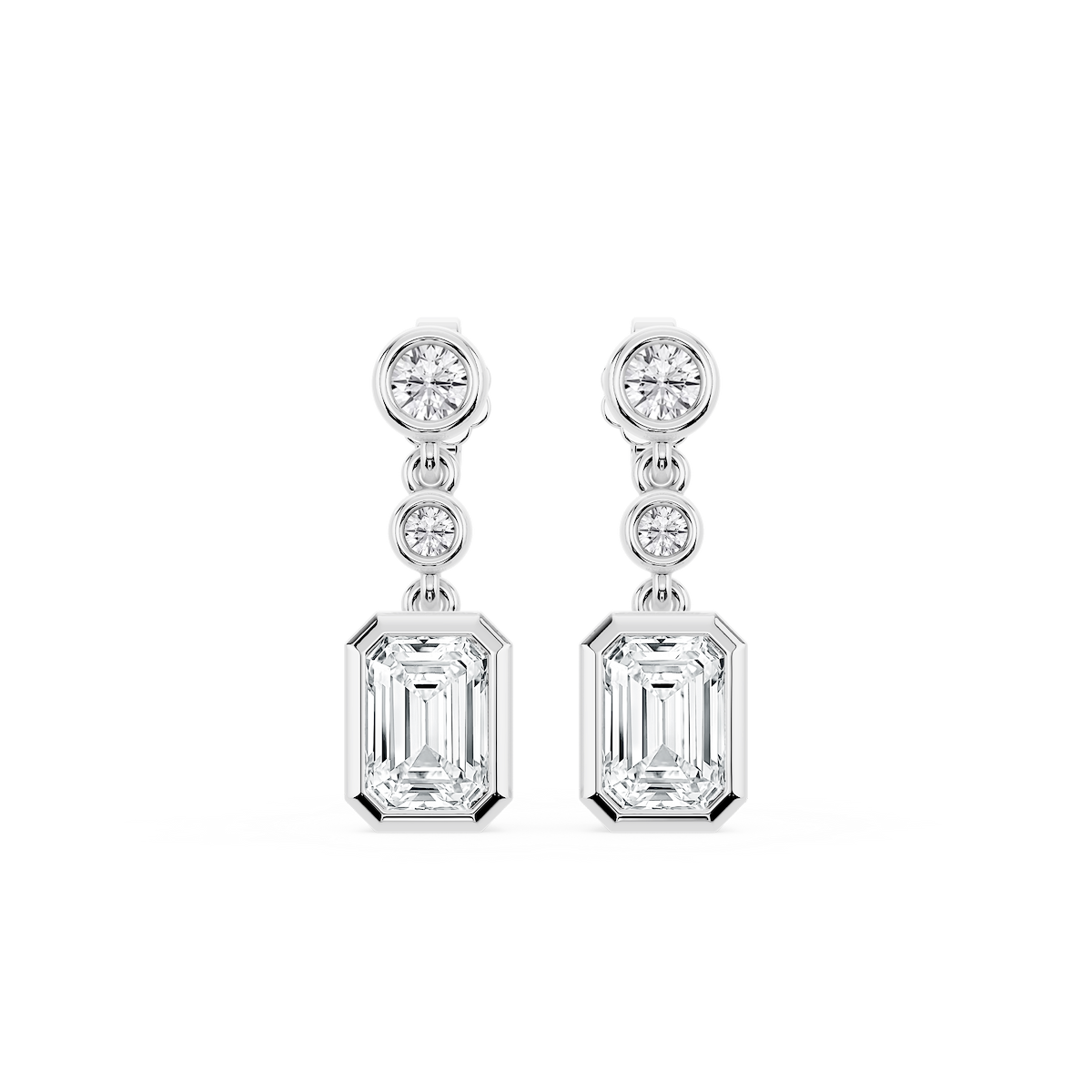 2 ¼ ctw Emerald Lab Grown Diamond Three Stone Drop Earrings