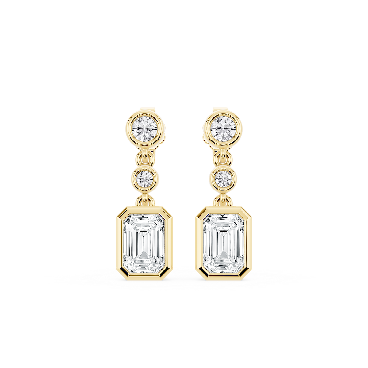 2 ¼ ctw Emerald Lab Grown Diamond Three Stone Drop Earrings
