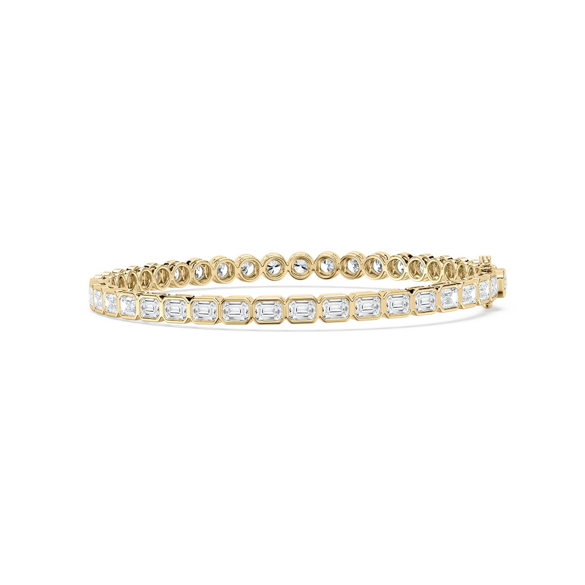 7 ¹⁄₆ ctw Round and Emerald Lab Grown Diamond Bezel Set Tennis Bracelet - 7.5 Inches