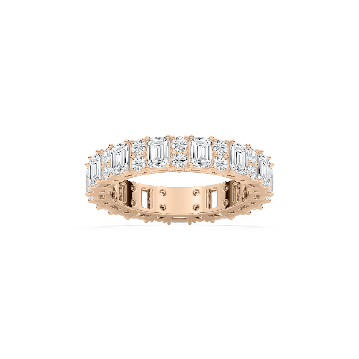 Alice 3 ½ ctw Emerald and Round Lab Grown Diamond Classic Prong Eternity Band