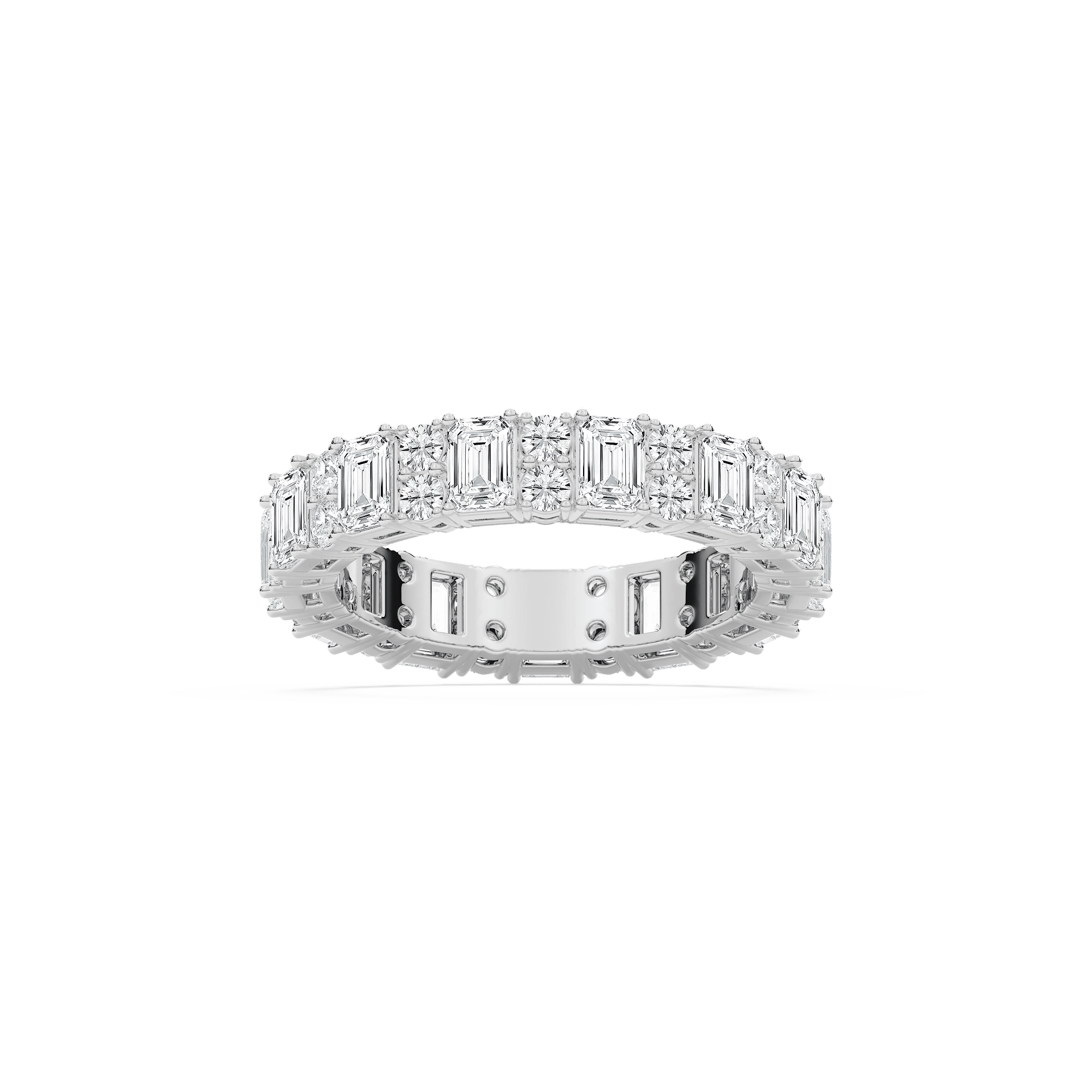 Alice 3 ½ ctw Emerald and Round Lab Grown Diamond Classic Prong Eternity Band