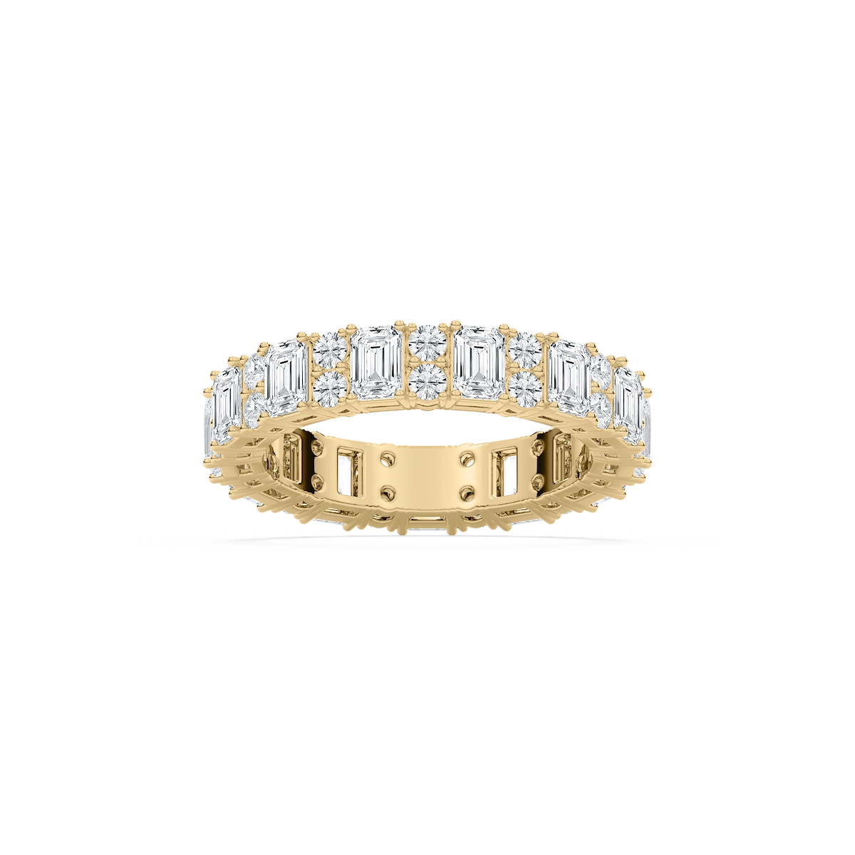 Alice 3 ½ ctw Emerald and Round Lab Grown Diamond Classic Prong Eternity Band
