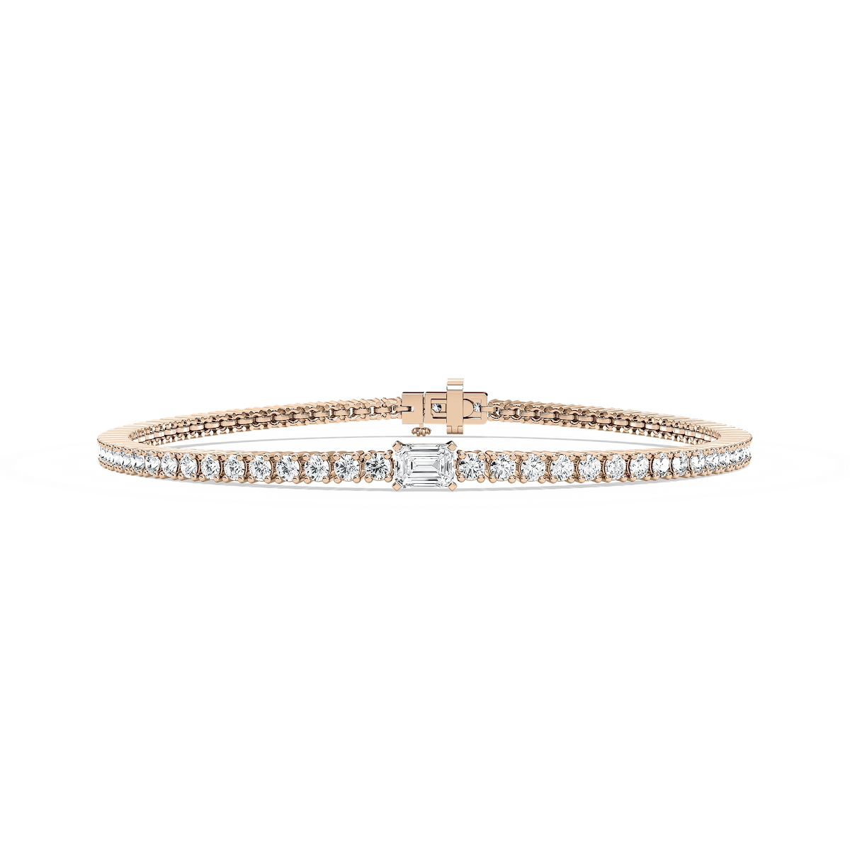 3 ¹⁄₃ ctw Round And Emerald Lab Grown Diamond Featurette Tennis Bracelet  - 7 Inches