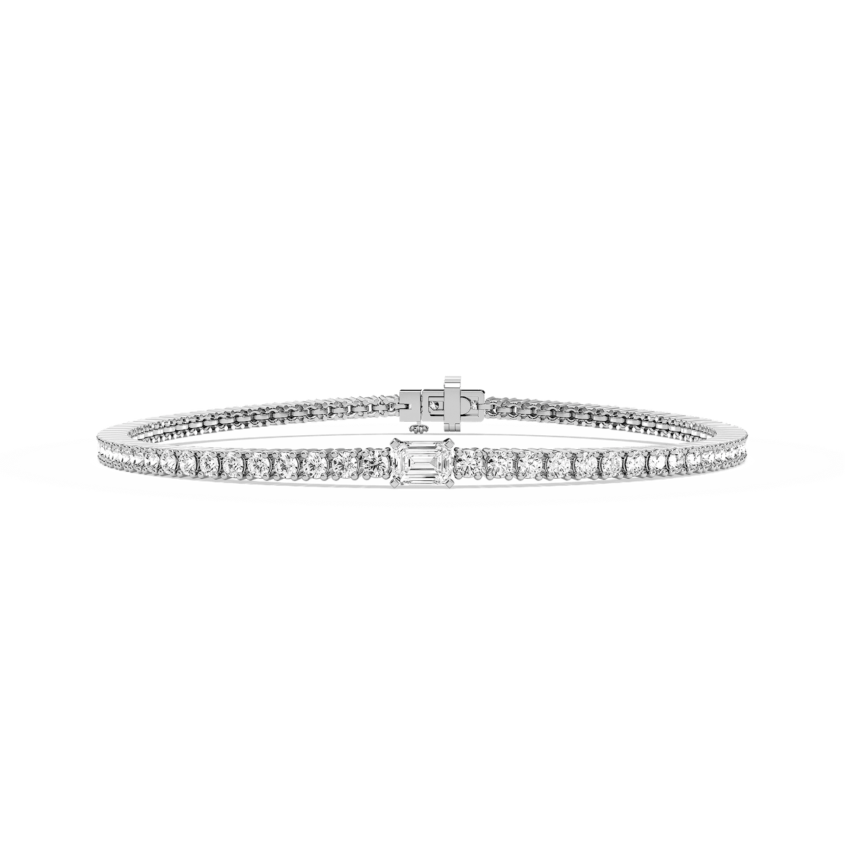3 ¹⁄₃ ctw Round And Emerald Lab Grown Diamond Featurette Tennis Bracelet  - 7 Inches