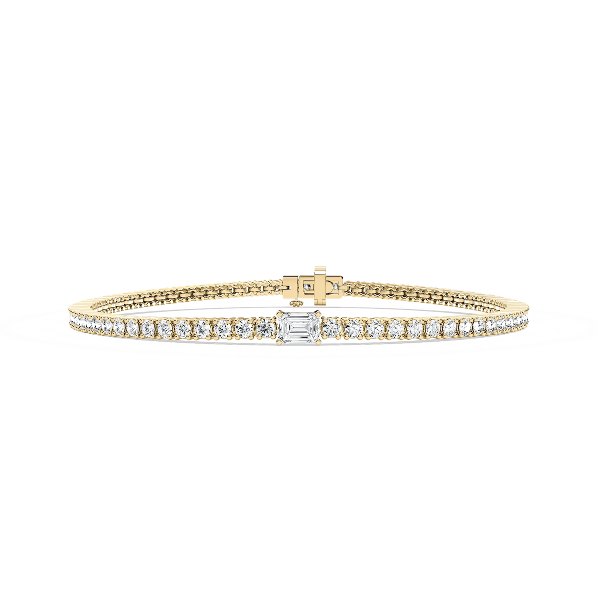 3 ¹⁄₃ ctw Round And Emerald Lab Grown Diamond Featurette Tennis Bracelet  - 7 Inches