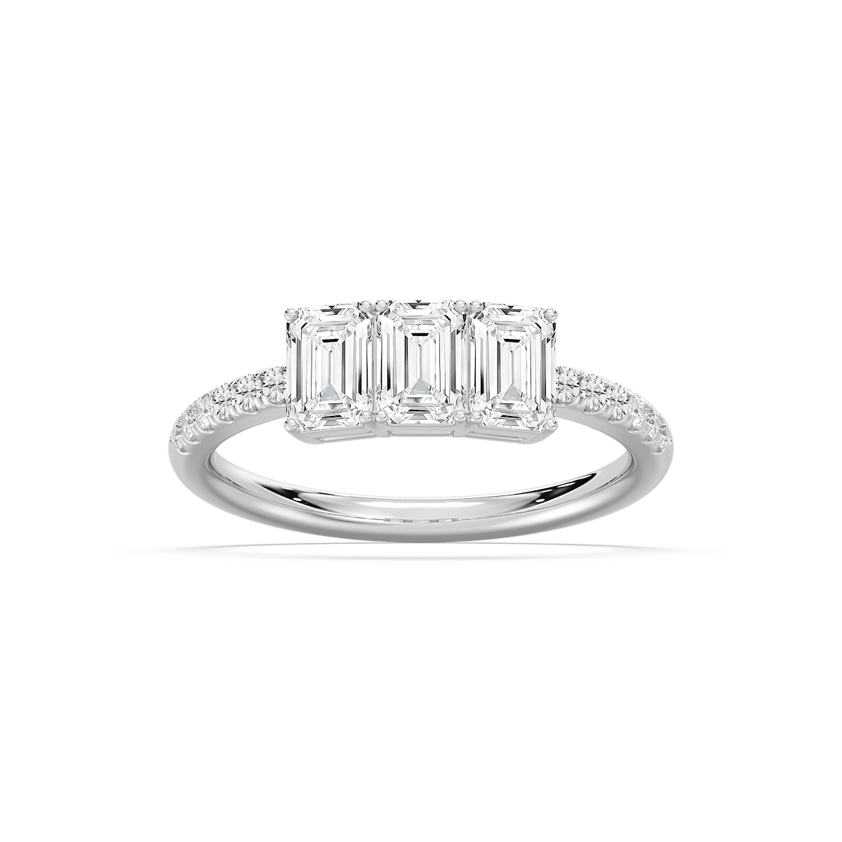 Delaney 1 ½ ctw Emerald and Round Lab Grown Diamond Classic Three Stone Engagement Ring