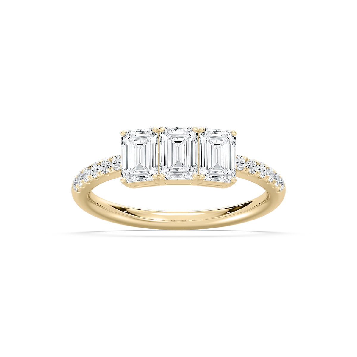 Delaney 1 ½ ctw Emerald and Round Lab Grown Diamond Classic Three Stone Engagement Ring