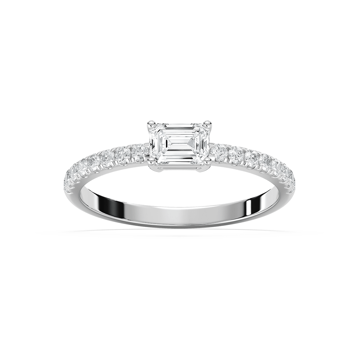 Emrys 3/5 ctw Emerald Lab Grown Diamond Petite East West Side Stone Engagement Ring