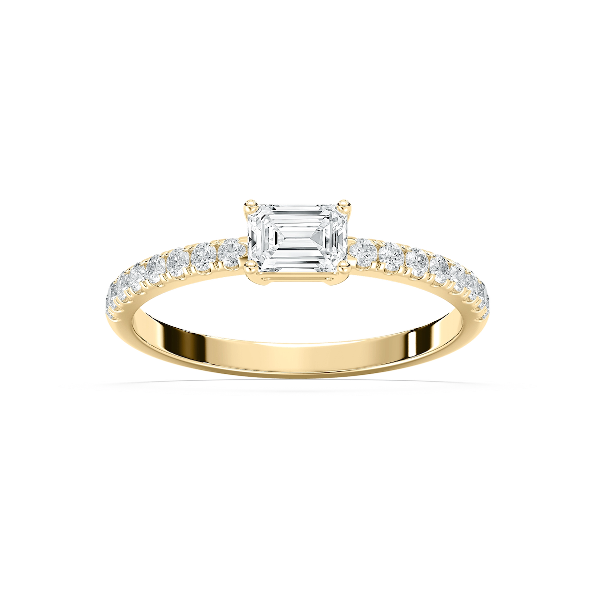 Emrys 3/5 ctw Emerald Lab Grown Diamond Petite East West Side Stone Engagement Ring