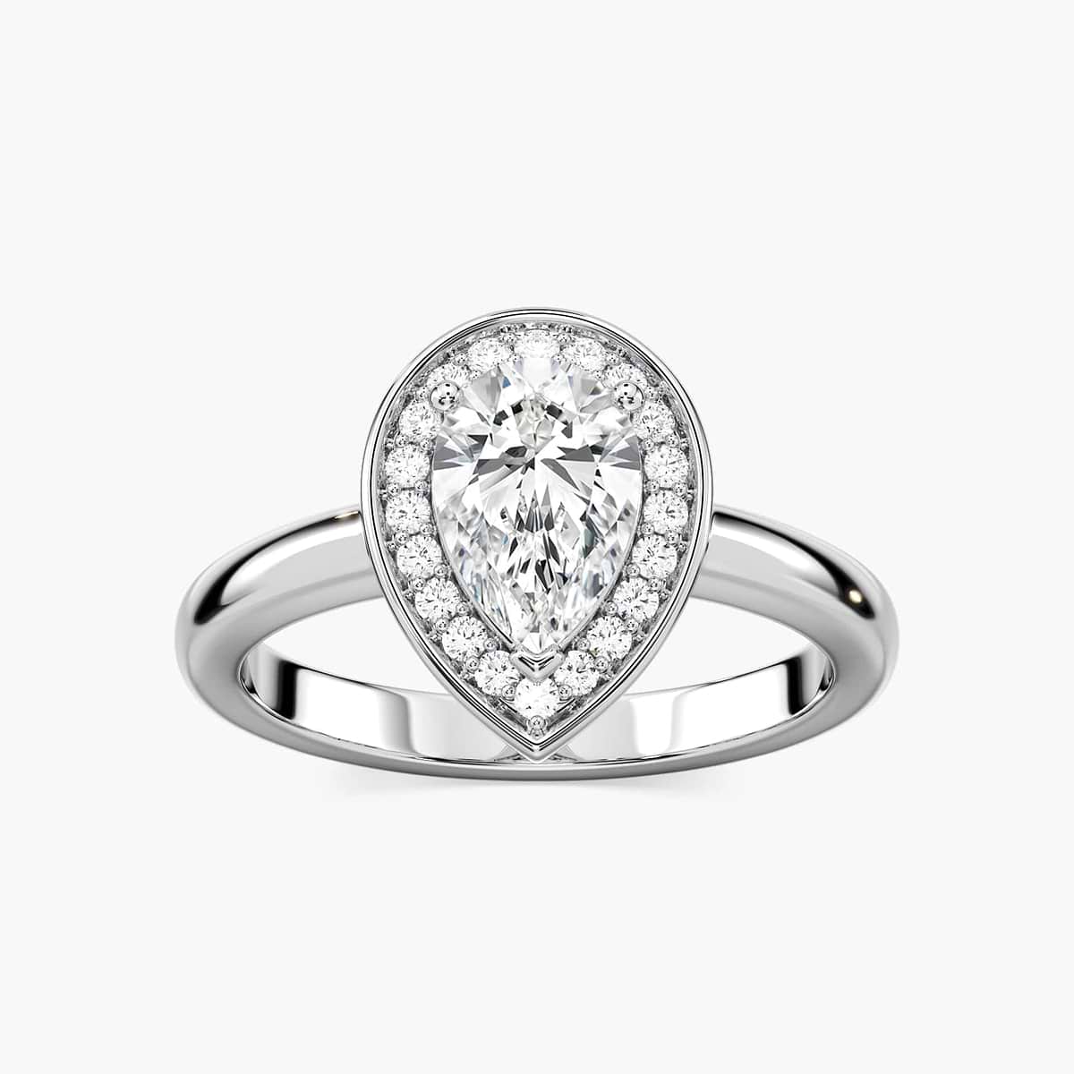 Estelle Pear Lab Grown Diamond Collar Halo Engagement Ring