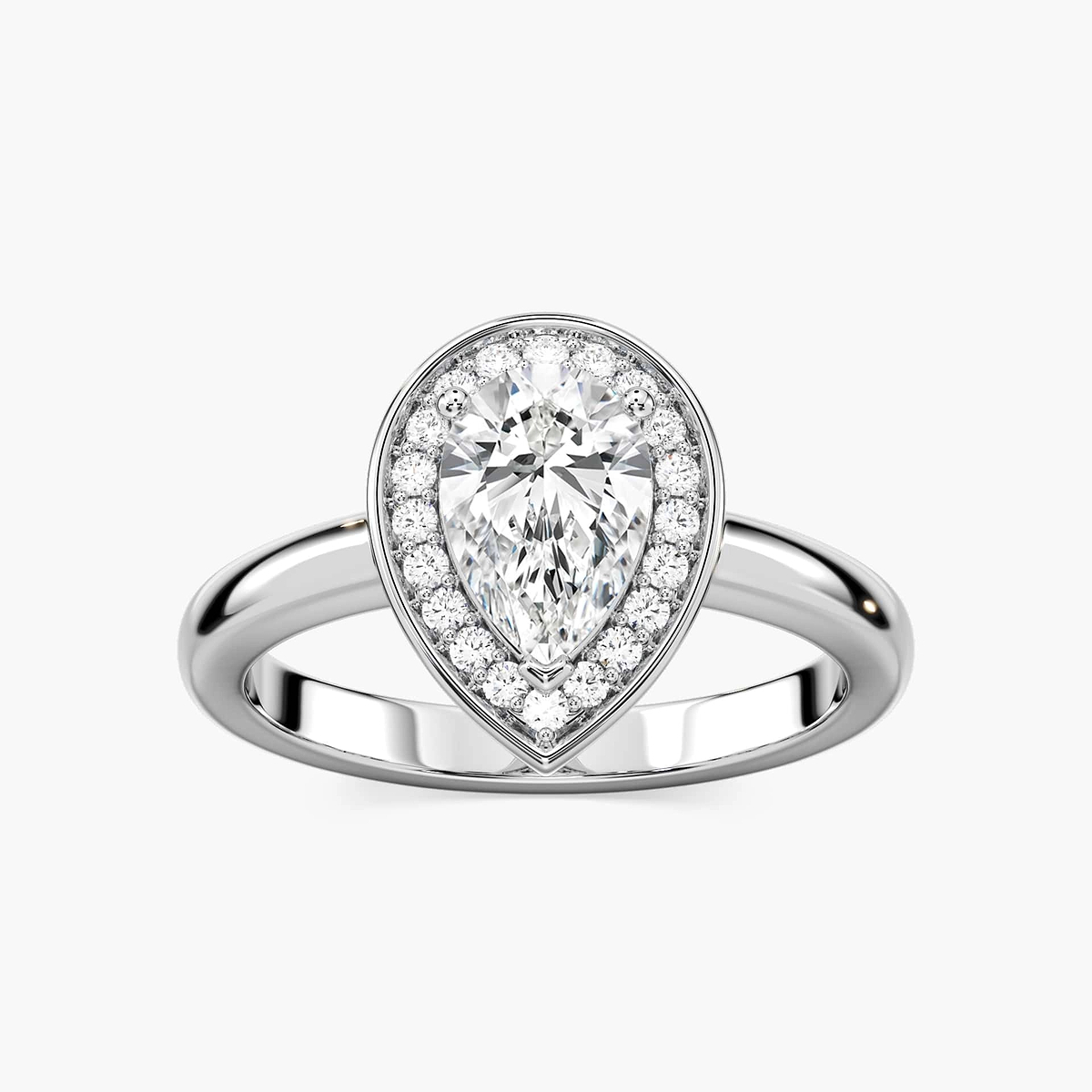 Estelle Pear Lab Grown Diamond Collar Halo Engagement Ring