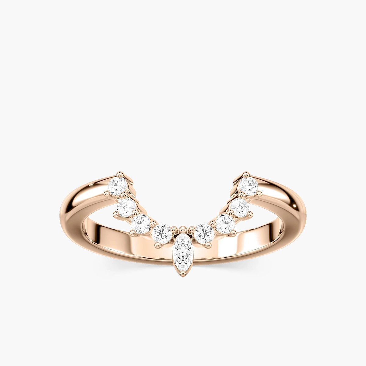Estelle 1/6 ctw Marquise and Round Lab Grown Diamond Chevron Curved Band