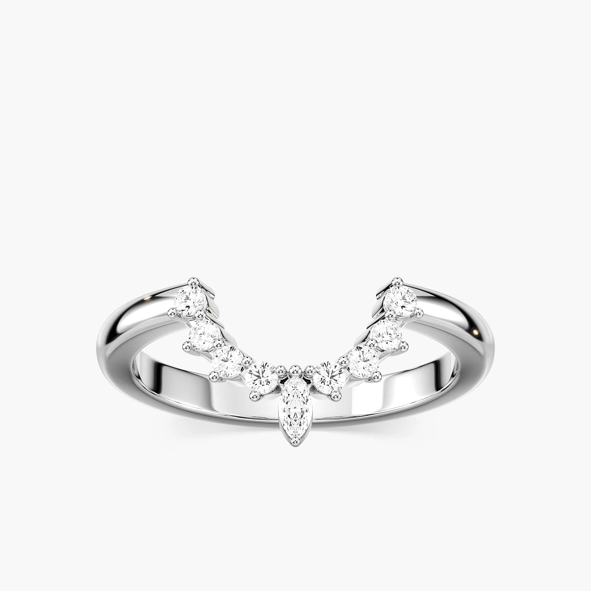 Estelle 1/6 ctw Marquise and Round Lab Grown Diamond Chevron Curved Band
