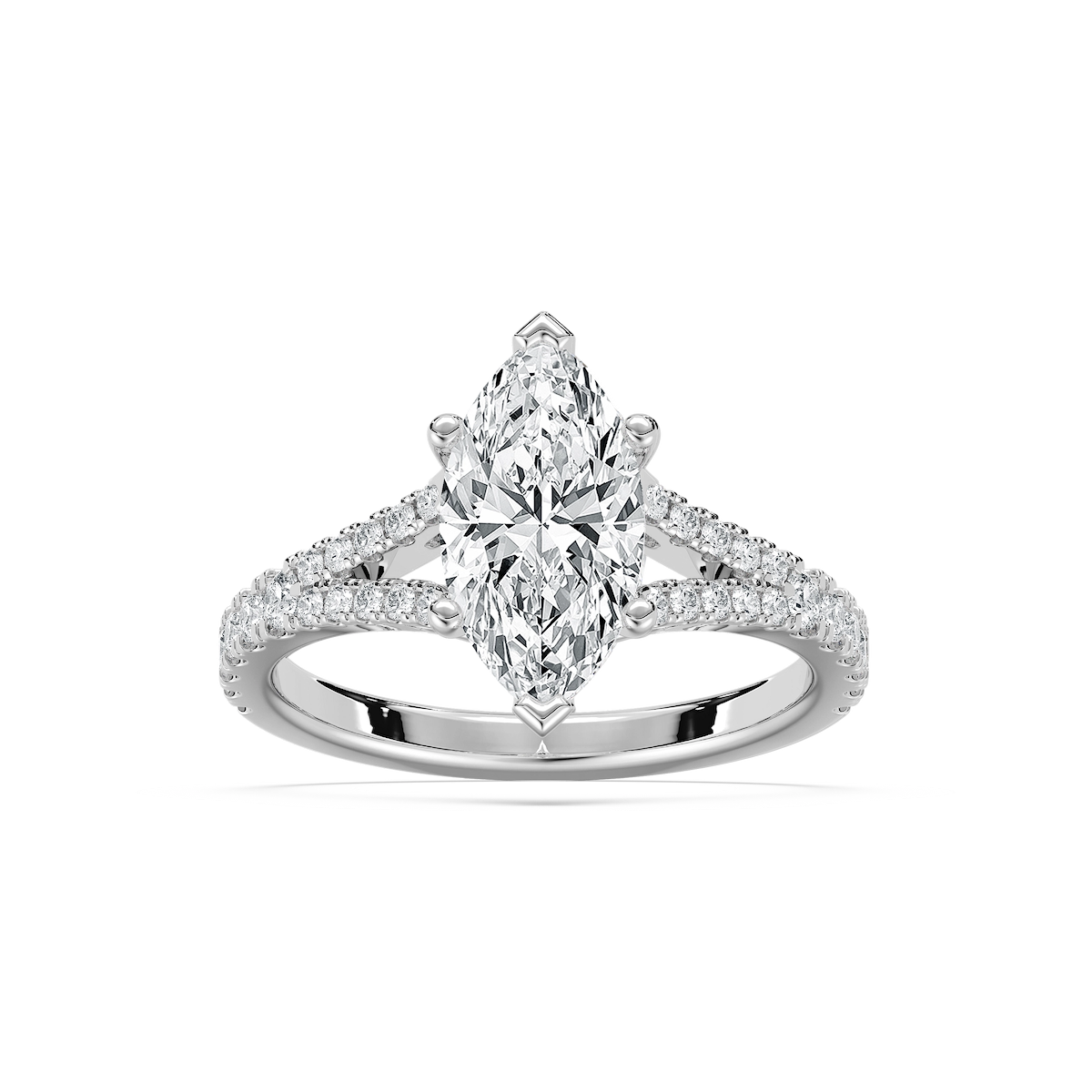 Everly 2 ²⁄₅ ctw Marquise Lab Grown Diamond Split Shank Side Stone Engagement Ring