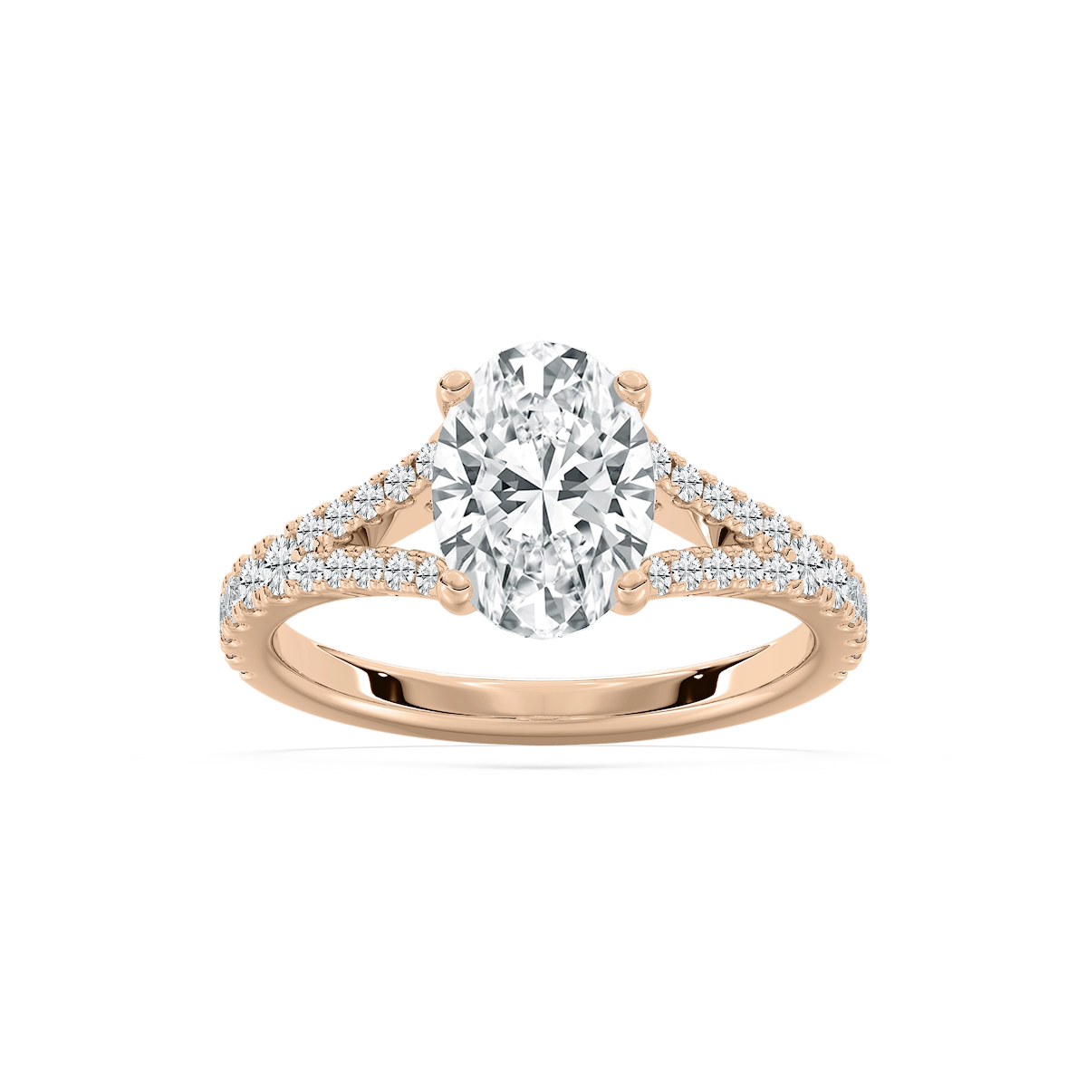 Everly 2 ²⁄₅ ctw Oval Lab Grown Diamond Split Shank Side Stone Engagement Ring