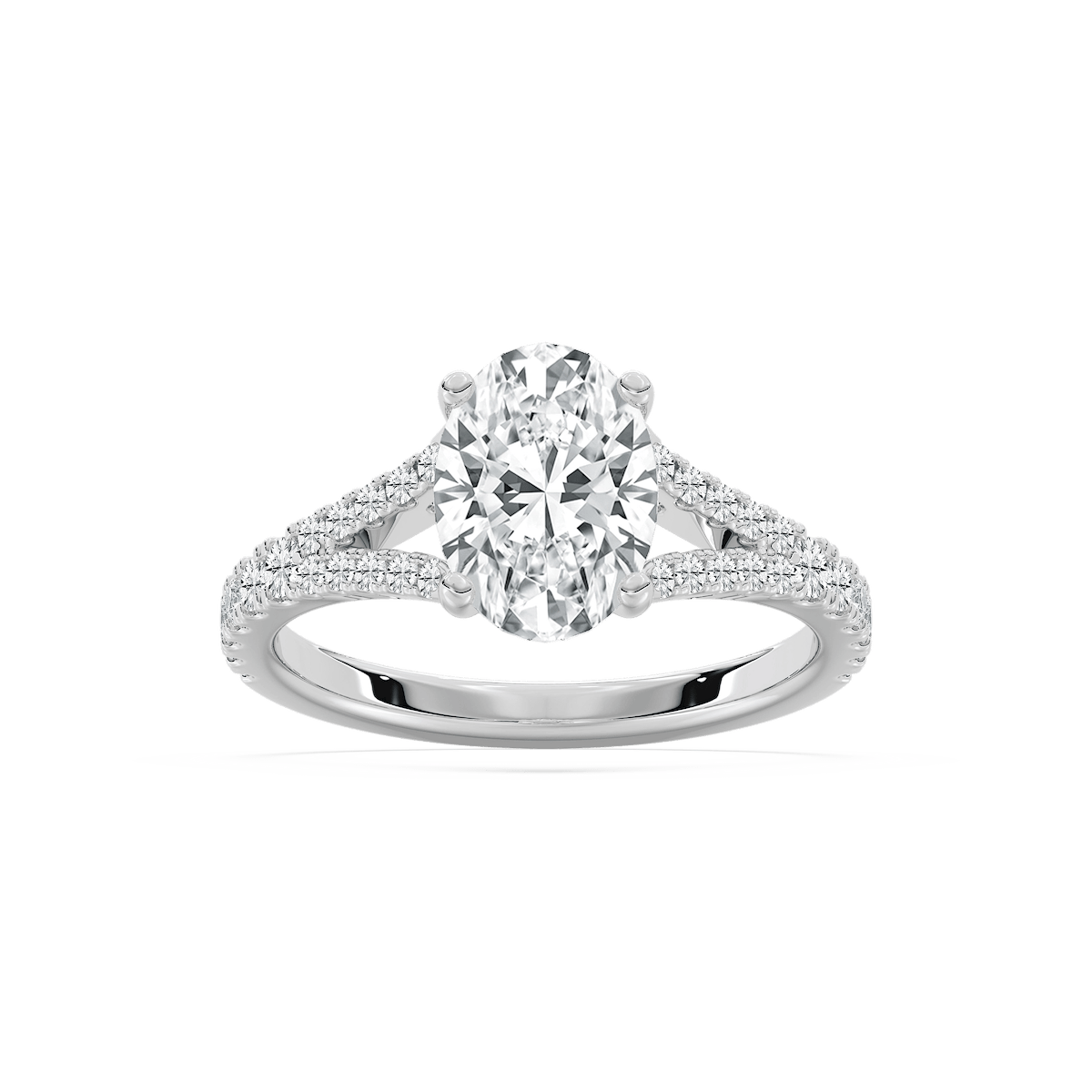 Everly 2 ²⁄₅ ctw Oval Lab Grown Diamond Split Shank Side Stone Engagement Ring