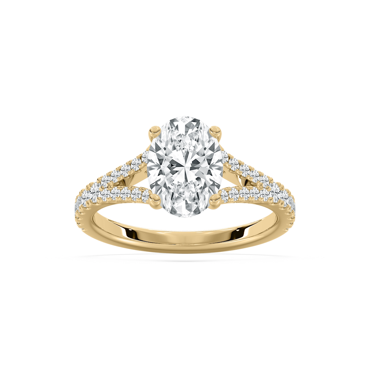 Everly 2 ²⁄₅ ctw Oval Lab Grown Diamond Split Shank Side Stone Engagement Ring