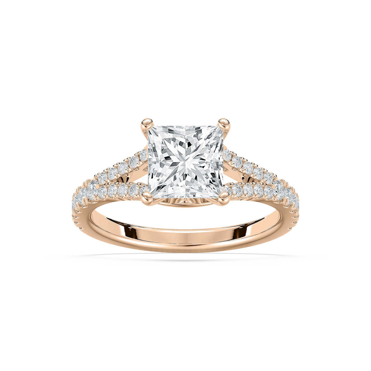 Everly 2 ²⁄₅ ctw Princess Lab Grown Diamond Split Shank Side Stone Engagement Ring