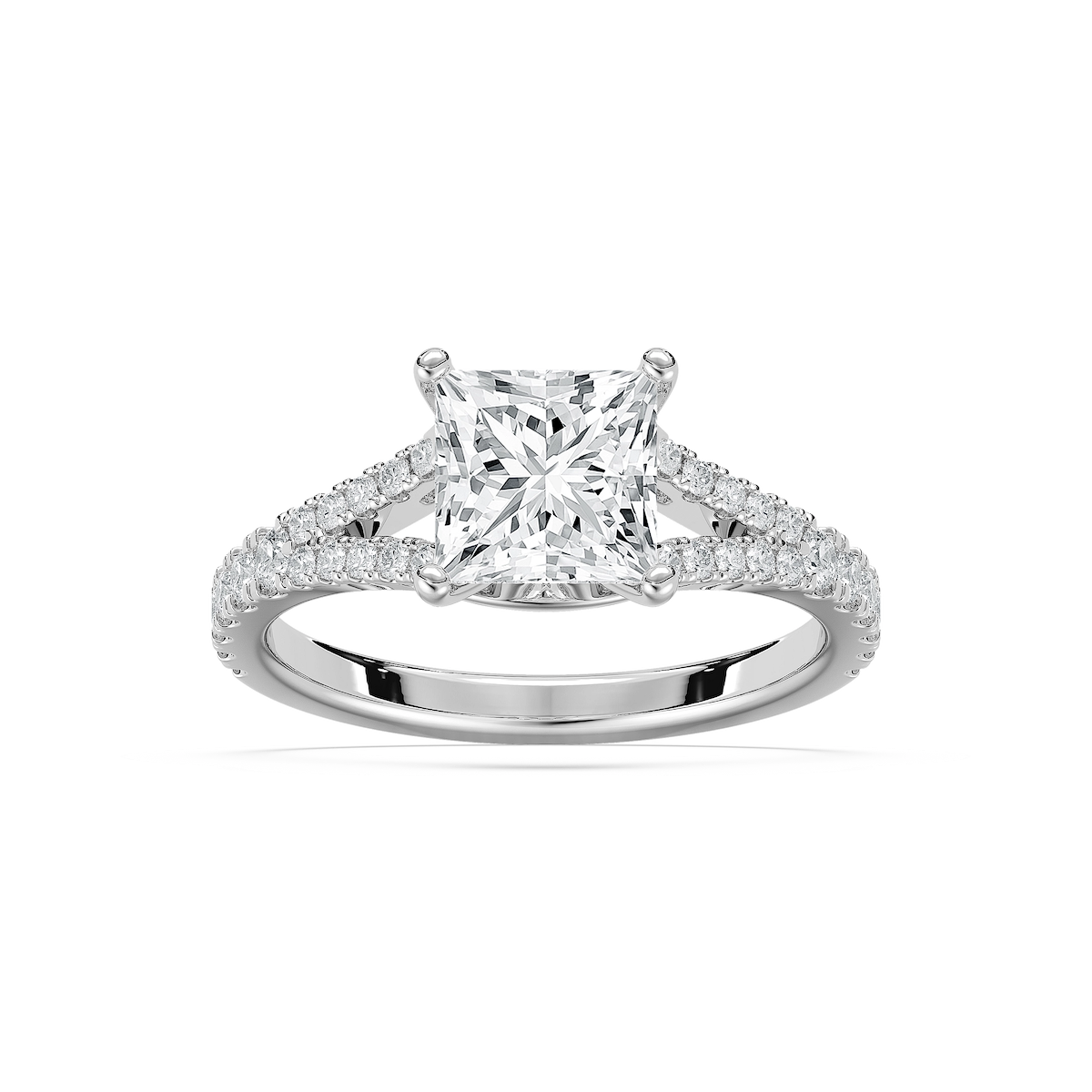 Everly 2 ²⁄₅ ctw Princess Lab Grown Diamond Split Shank Side Stone Engagement Ring