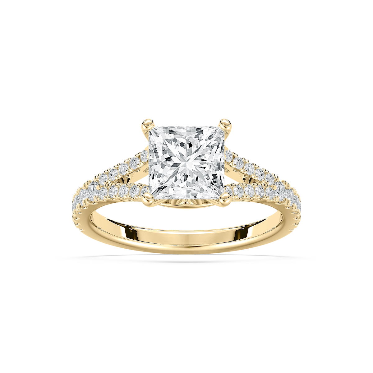 Everly 2 ²⁄₅ ctw Princess Lab Grown Diamond Split Shank Side Stone Engagement Ring