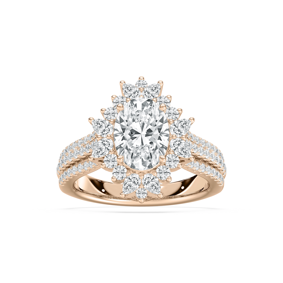 Evie 3 ctw Oval Lab Grown Diamond Three Row Halo Engagement Ring