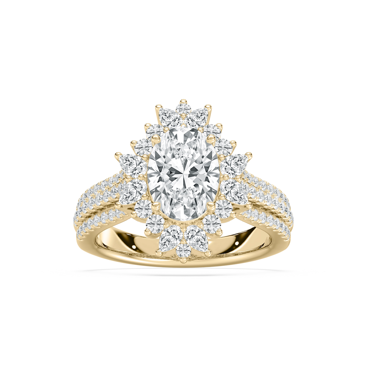 Evie 3 ctw Oval Lab Grown Diamond Three Row Halo Engagement Ring
