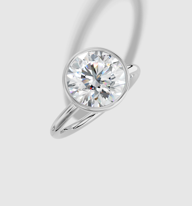 3.00 ctw Round Cut Lab Grown Diamond Standard Classic Bezel Engagement Ring in 14K Gold