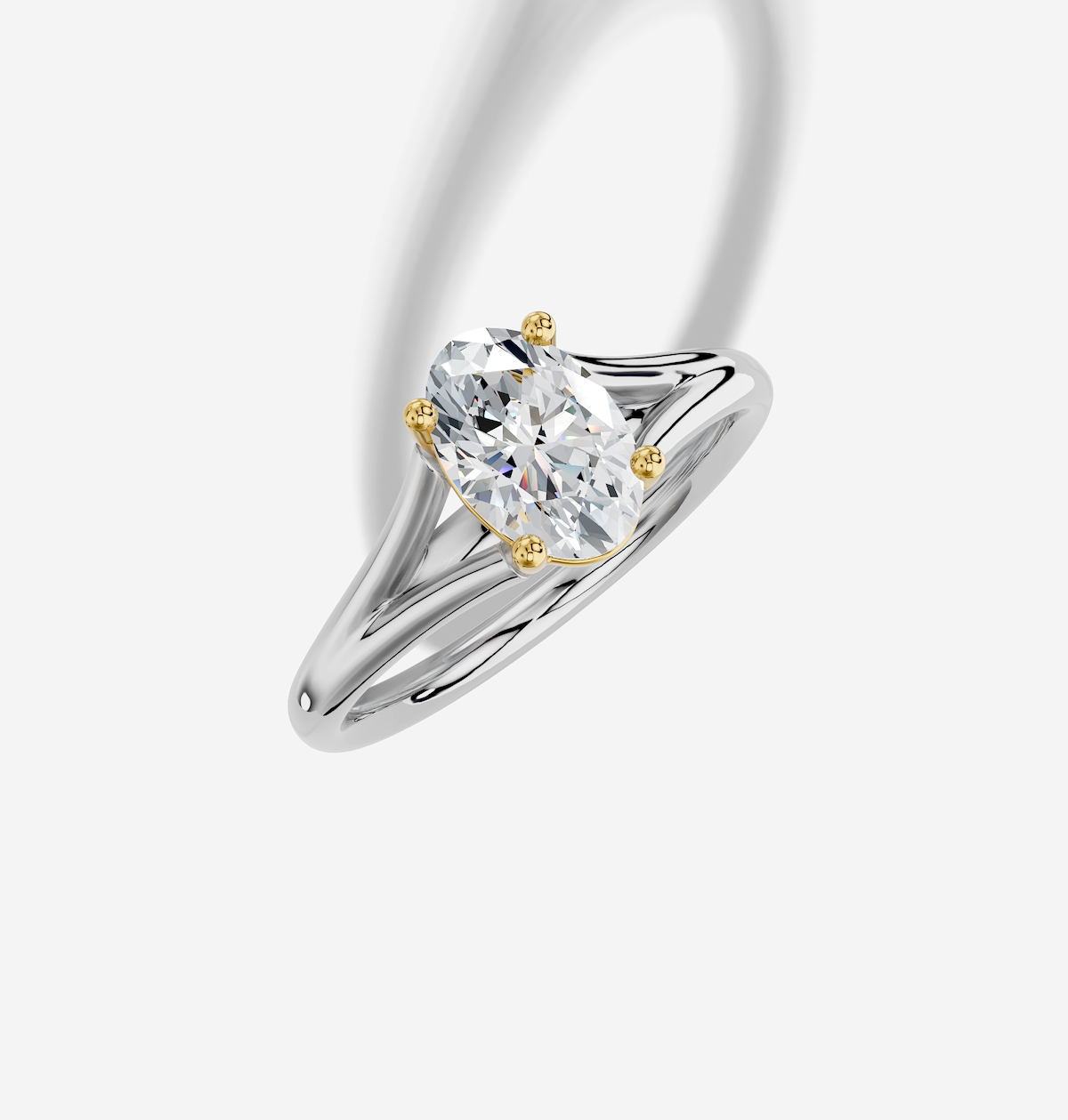 1.00 ctw Oval Cut Lab Grown Diamond Standard Split Shank Prong Set Engagement Ring in 14K Gold