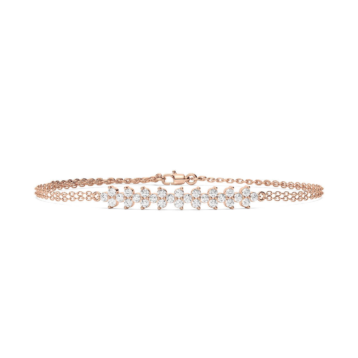 3/4 ctw Round Lab Grown Diamond Cluster Chain Bracelet  - 7 Inches