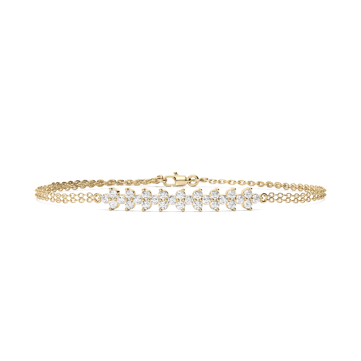3/4 ctw Round Lab Grown Diamond Cluster Chain Bracelet  - 7 Inches
