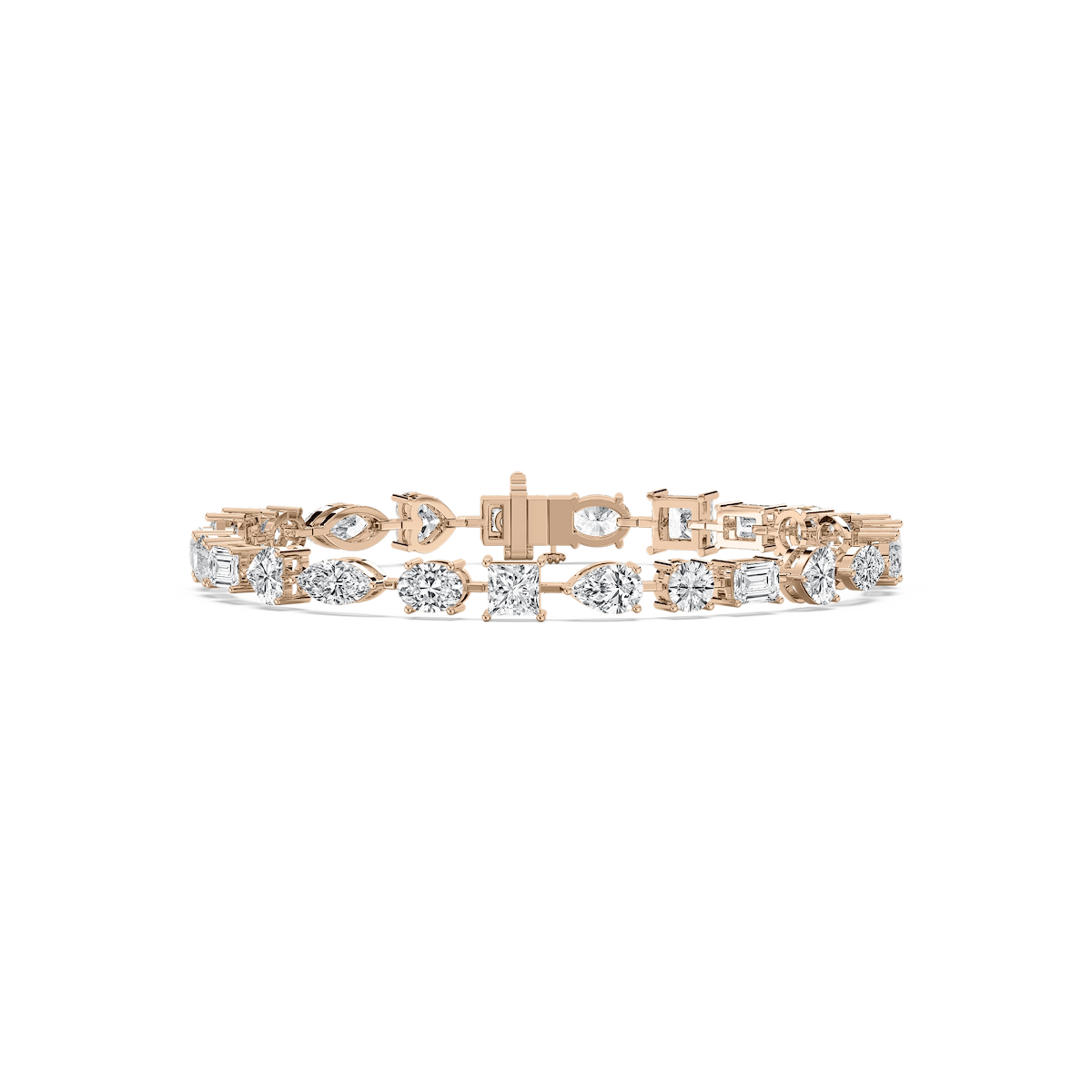 12 ctw Multi Shape Lab Grown Diamond Bar Link Line Bracelet  - 7 Inches