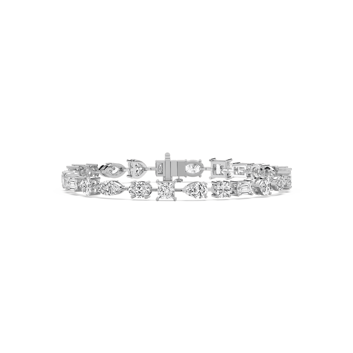 12 ctw Multi Shape Lab Grown Diamond Bar Link Line Bracelet  - 7 Inches