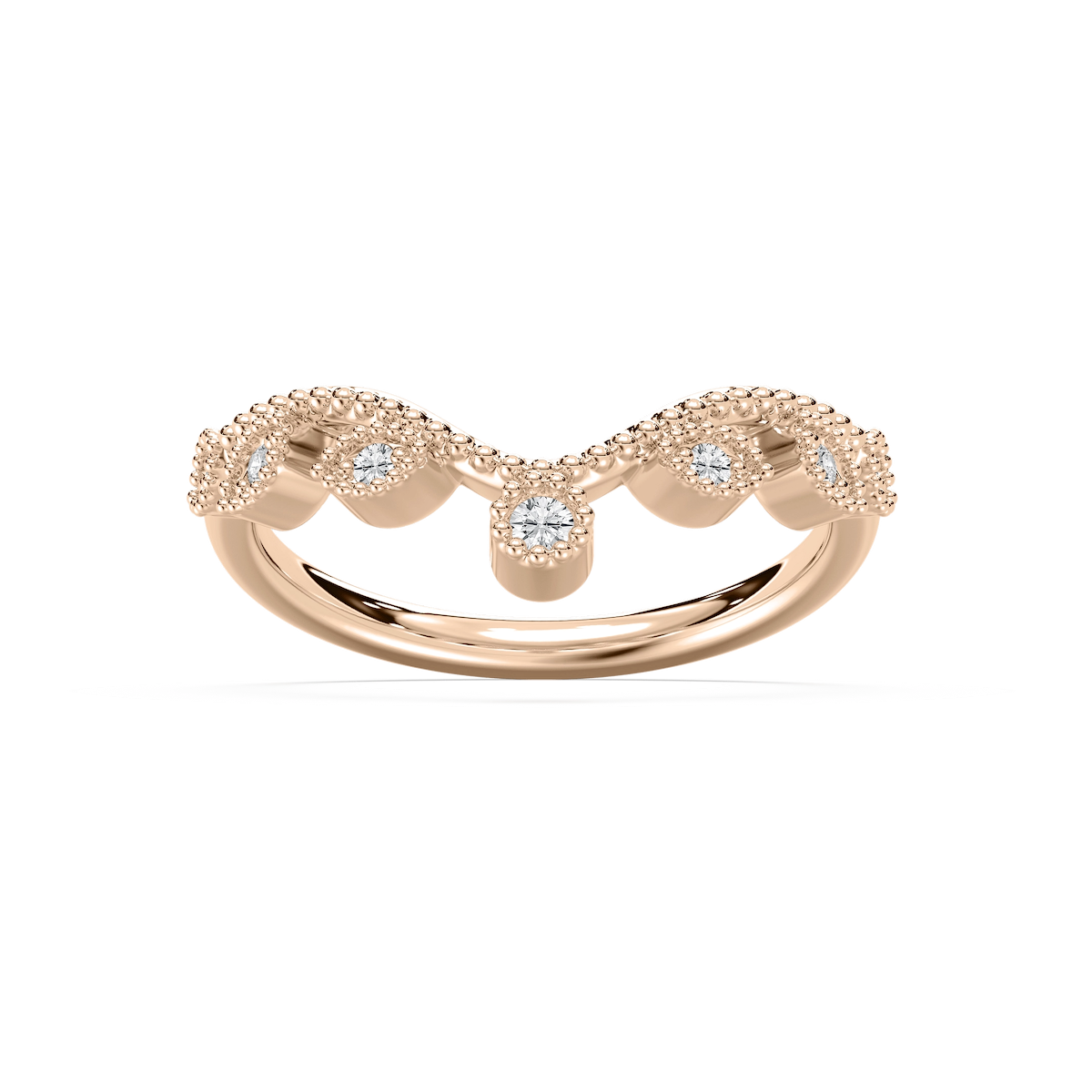 Fauna 1 ctw Round Lab Grown Diamond Milgrain Curved Band