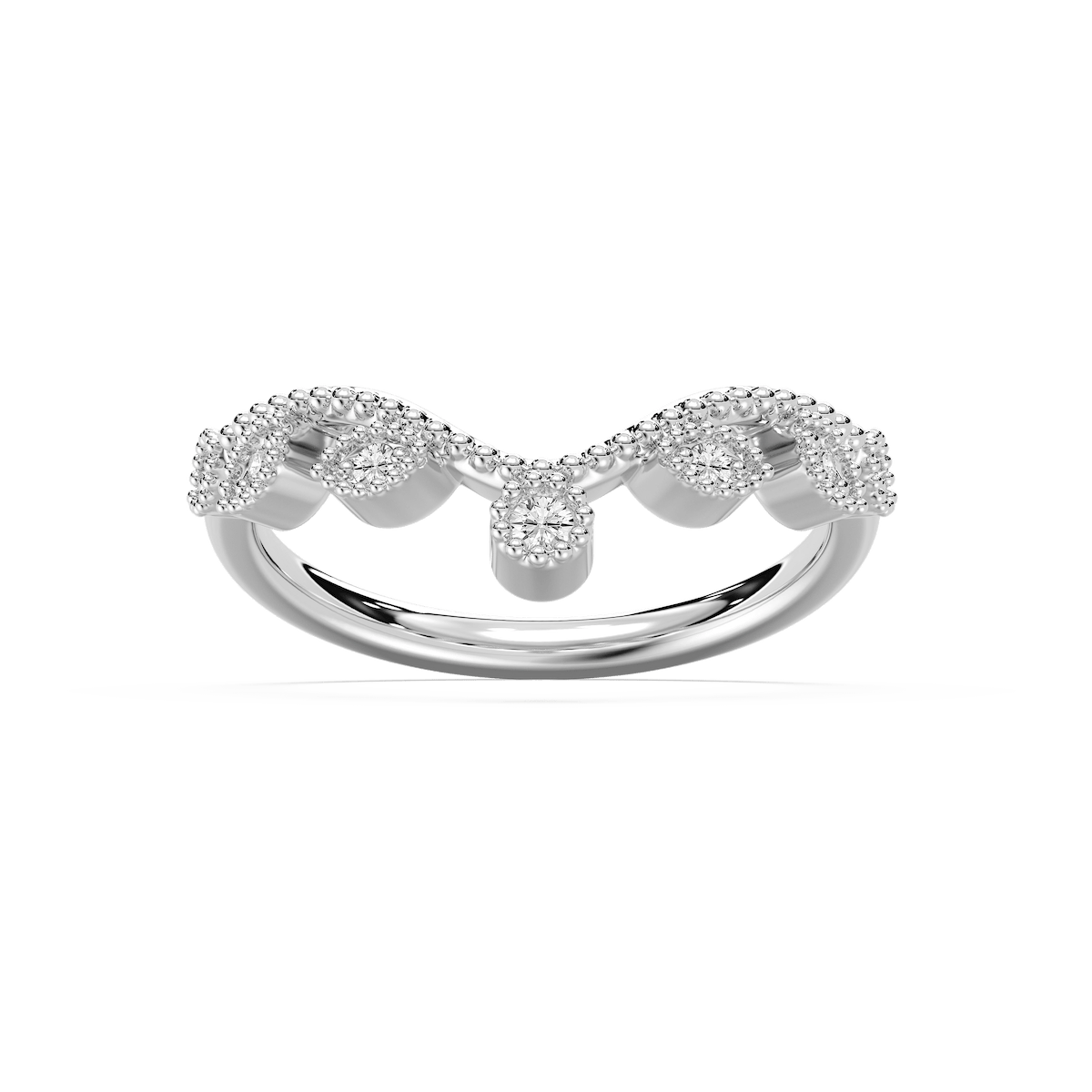Fauna 1 ctw Round Lab Grown Diamond Milgrain Curved Band
