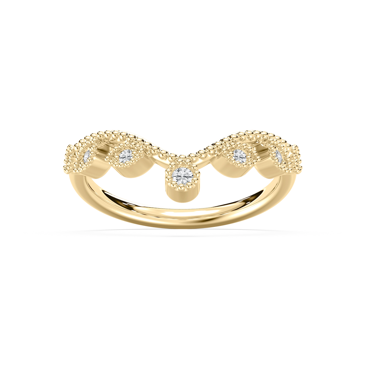 Fauna 1 ctw Round Lab Grown Diamond Milgrain Curved Band
