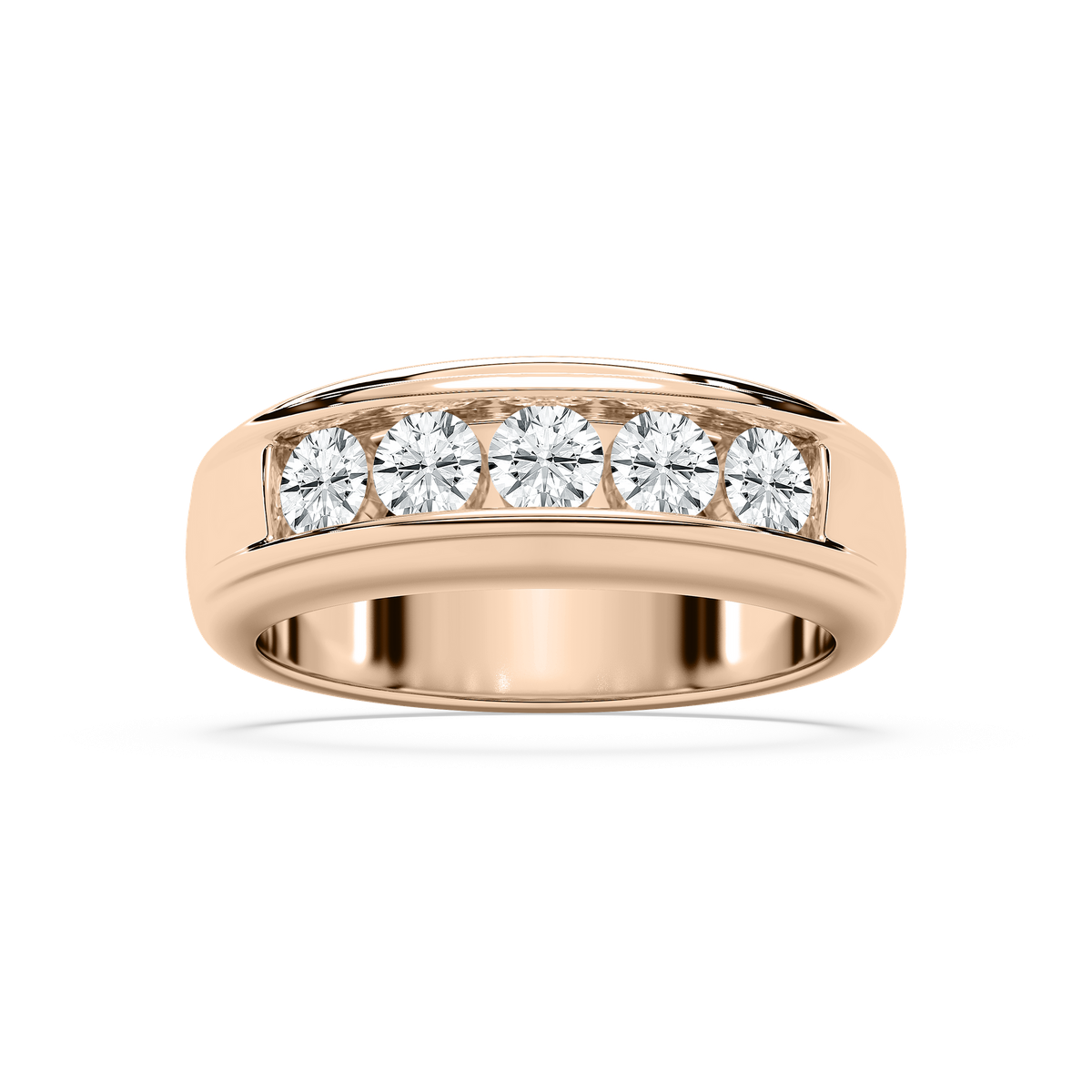 Andrew 1 ⅕ ctw Round Lab Grown Diamond 5.20mm Channel Mens Wedding Band