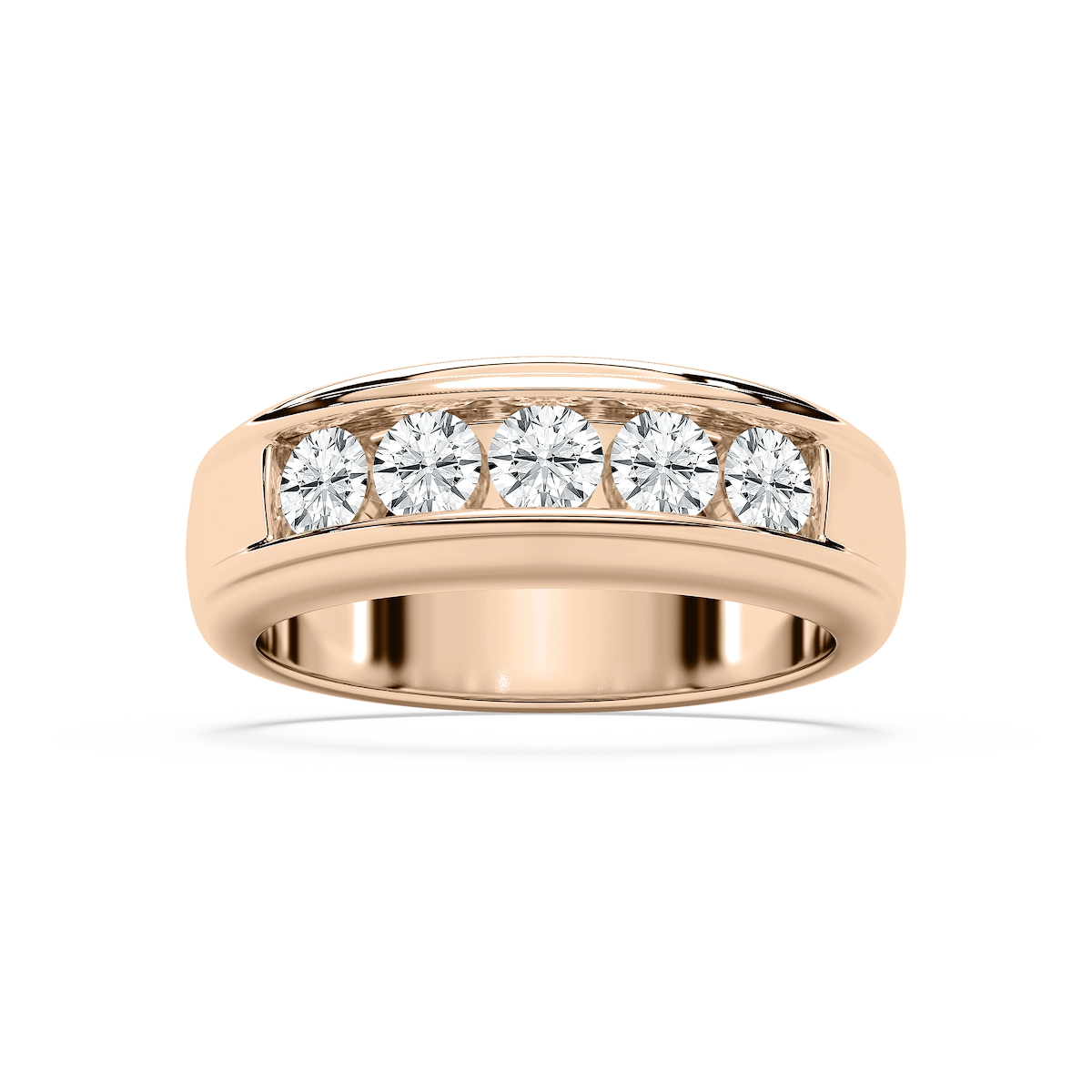 Andrew 1 ⅕ ctw Round Lab Grown Diamond 5.20mm Channel Mens Wedding Band