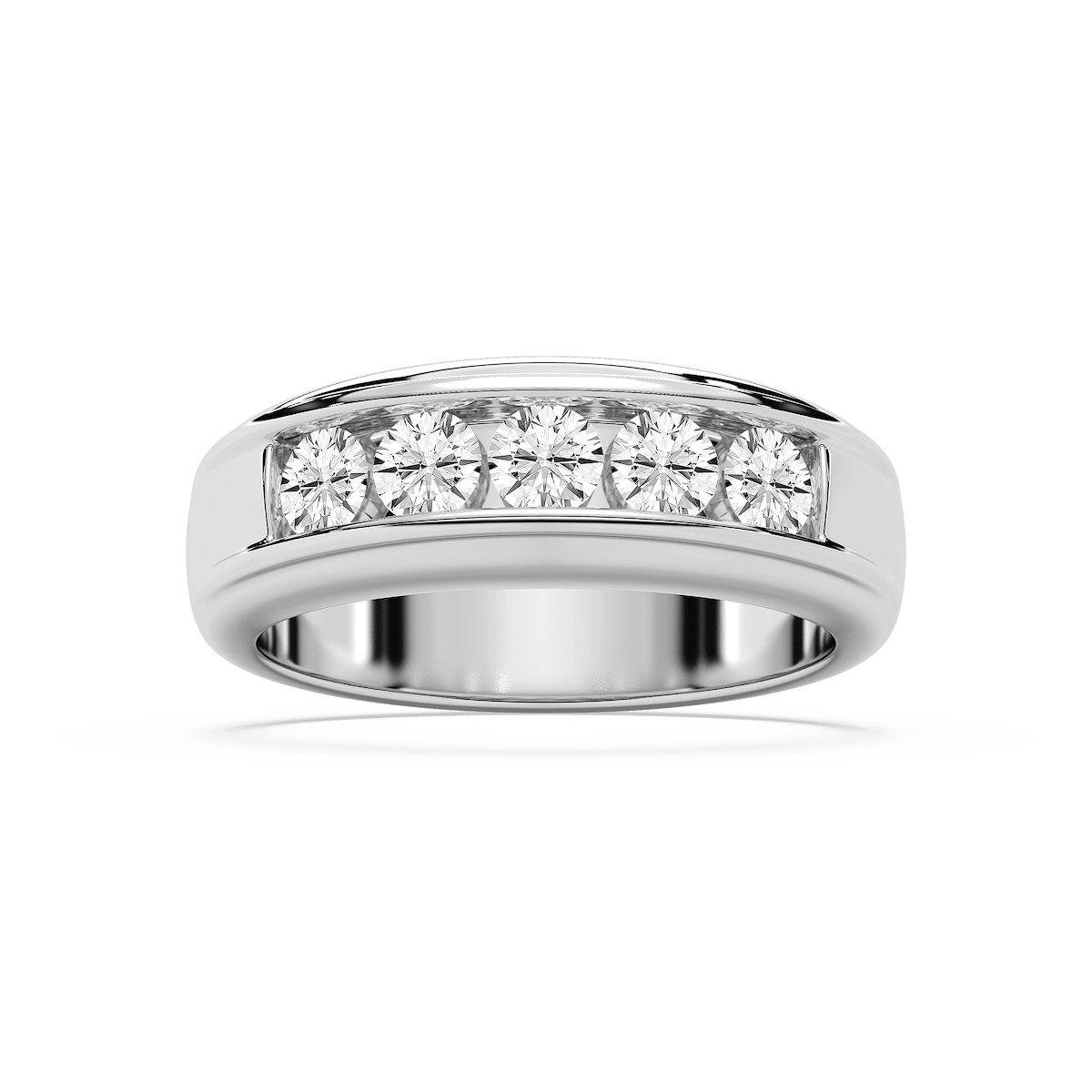 Andrew 1 ⅕ ctw Round Lab Grown Diamond 5.20mm Channel Mens Wedding Band