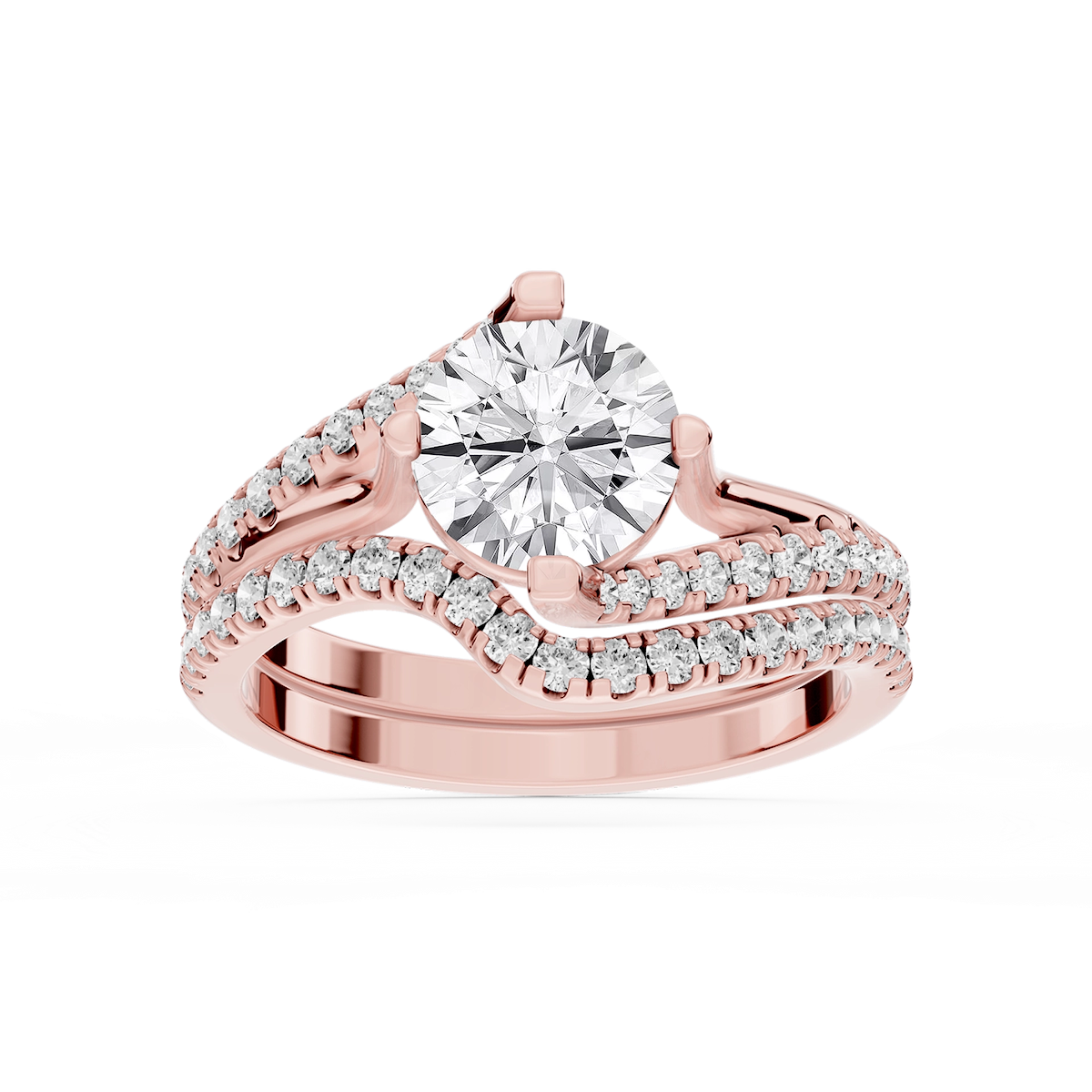 Maelynn Lab Grown Diamond Asymmetrical Split Shank Wedding Set